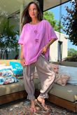 Izi Cheesecloth Button Tee Candy